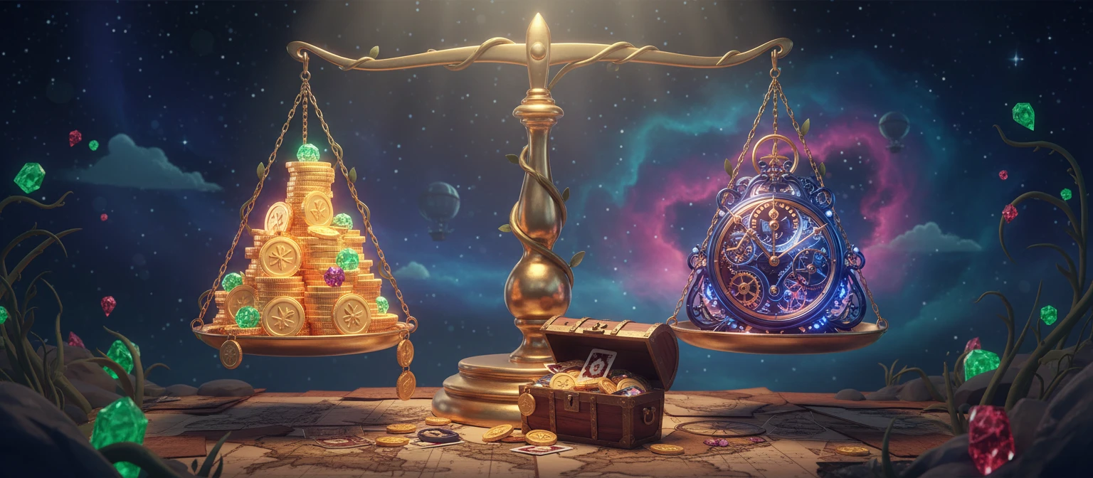 A balance scale concept weighing the value and risk of buying the bonus